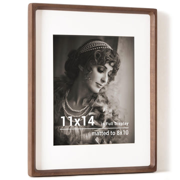 11x14 Picture Frame, USA-Sourced Walnut Wood Photo Frames with HD Tempered Glass, Handcrafted Rounded Corner 11 x 14
