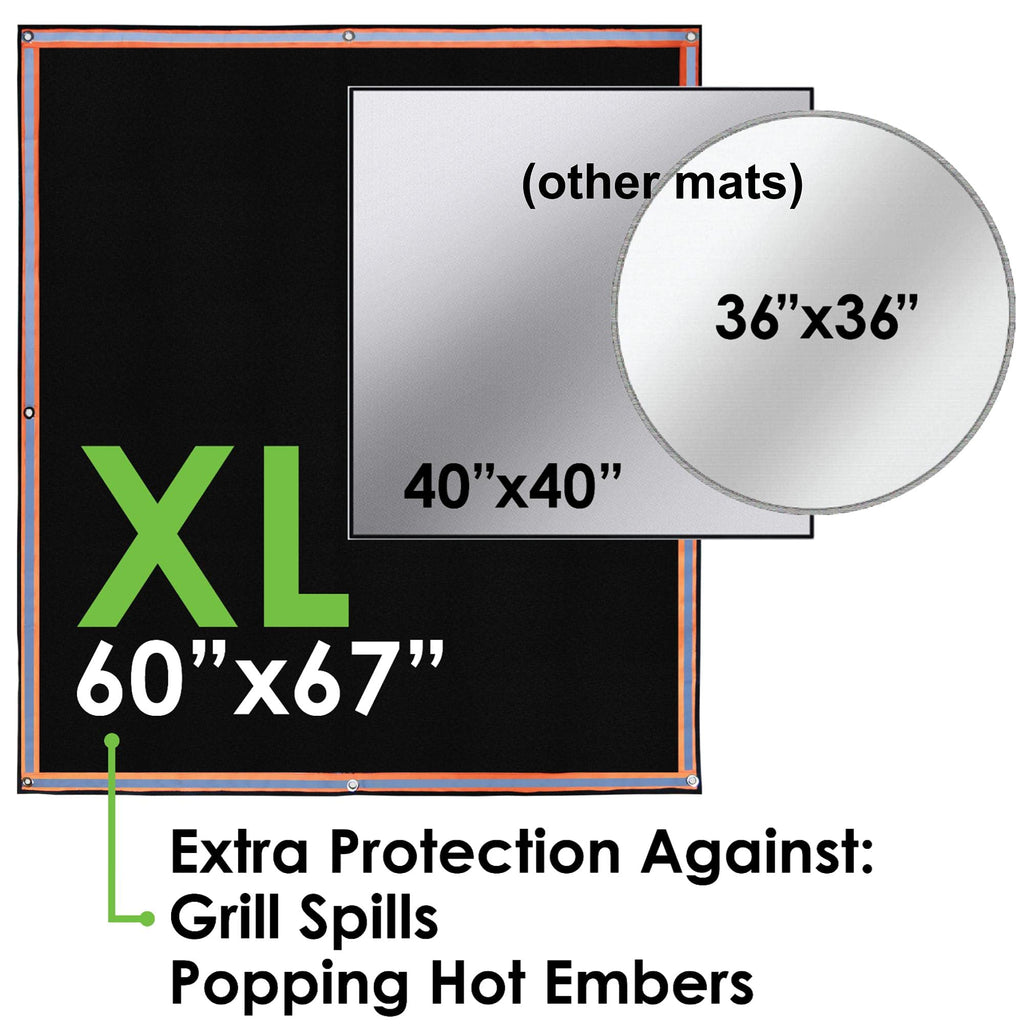 Fire Pit Mat & Grill Pad, 67x60 XL Deck Protector, BBQ, Grass
