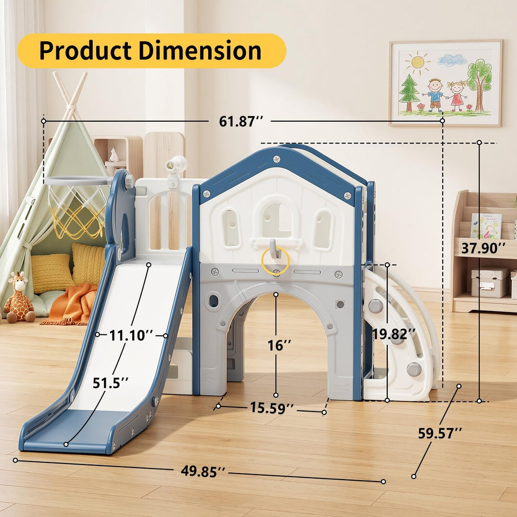 9 in 1 Toddler Slide for Toddlers 1-3 Outdoor Indoor Playset Blue