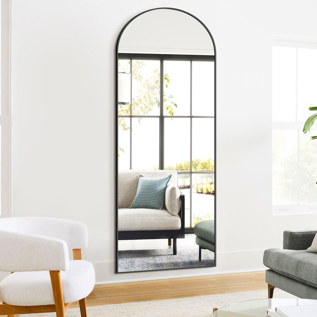 Arched Full Length Mirror, 70"x24" Standing Body Mirror for Wall, Black