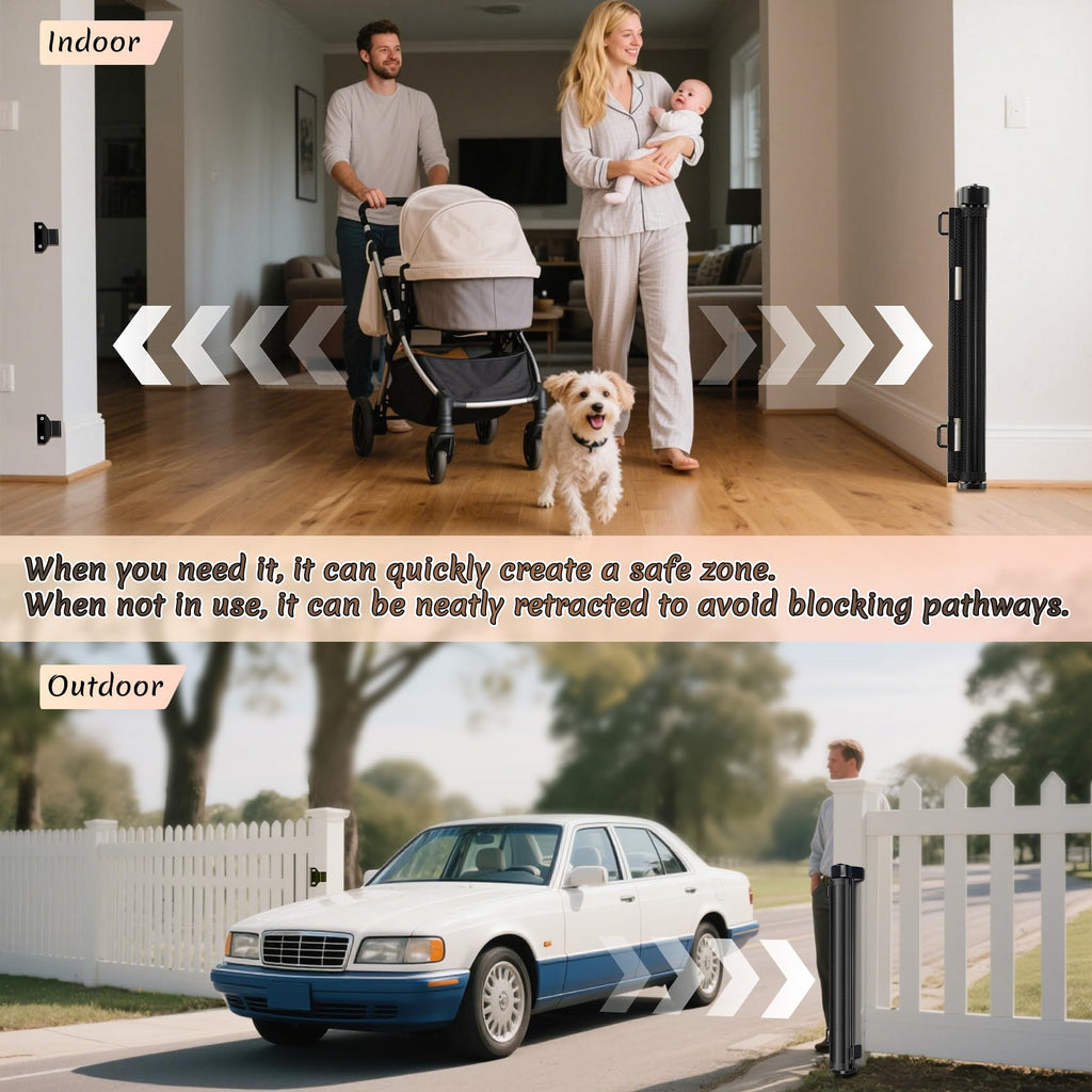 200 inch Reinforced Retractable Baby Gates 42 inch Tall
