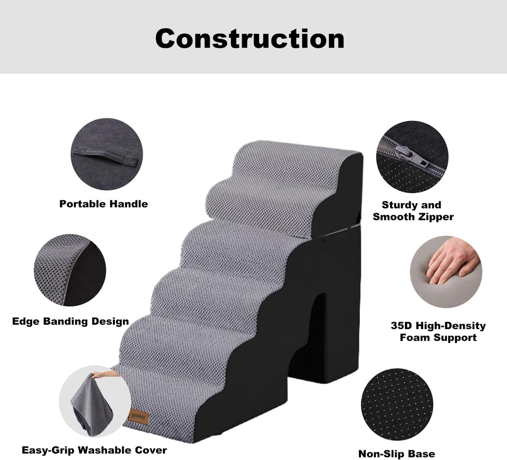 Dog Ramp for High Beds with Tunnel, 29" H 6 Steps for Large Dog