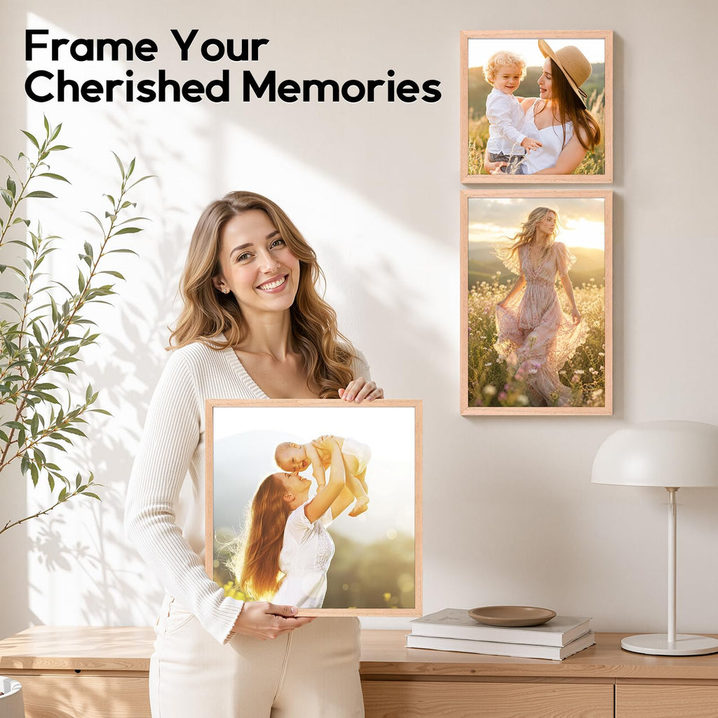 12x12 Solid Oak Wood Picture Frames, 6 Pack