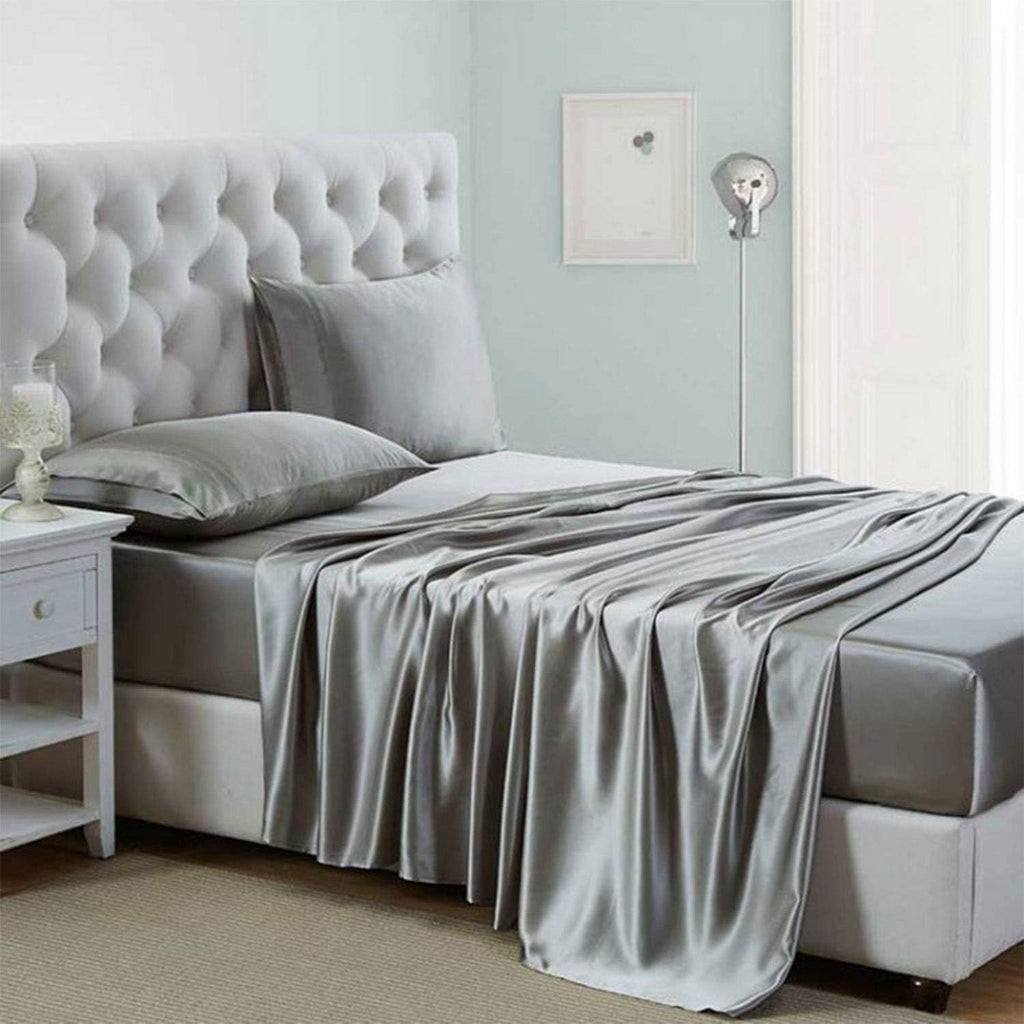 Silk Satin Sheets, King Satin Bed Sheet Set with Deep Pockets, Cooling Soft and Hypoallergenic Satin Sheets King