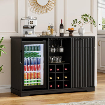 47" Fluted Coffee Bar Cabinet with Fridge (92L Fridge Included)