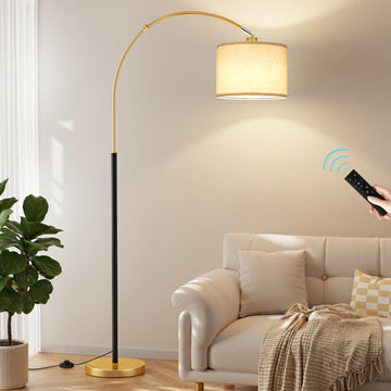Dimmable Arc Floor Lamp with Remote, Color Temperatures and Brightness Adjustable, Arched Floor Lamp with Rotating