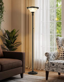 Torchiere Floor Lamps, 71" Tall Standing Lamp with Thick Glass Shade, Metal Pole & Heavy Base