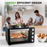 2-in-1 Convection Oven & Cooker - 30 Quart, 1500W Multi-Function Kitchen Oven with Dual Hot Plates, 7 Cooking Modes