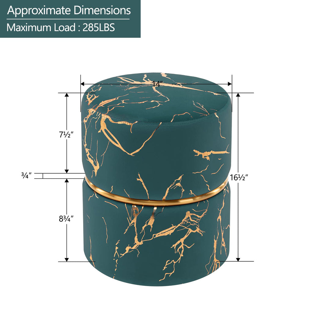 Round Velvet Vanity Ottoman Stool, Bedroom Footrest Atrovirens
