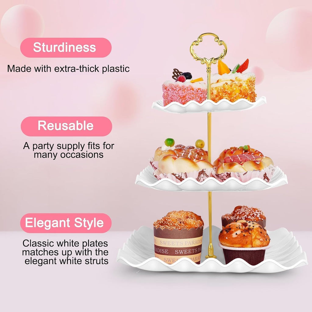 Dessert Table Display Set - 3-Tier Dessert Display Stands & Serving Tray - Dessert Trays Dessert - Set of 5