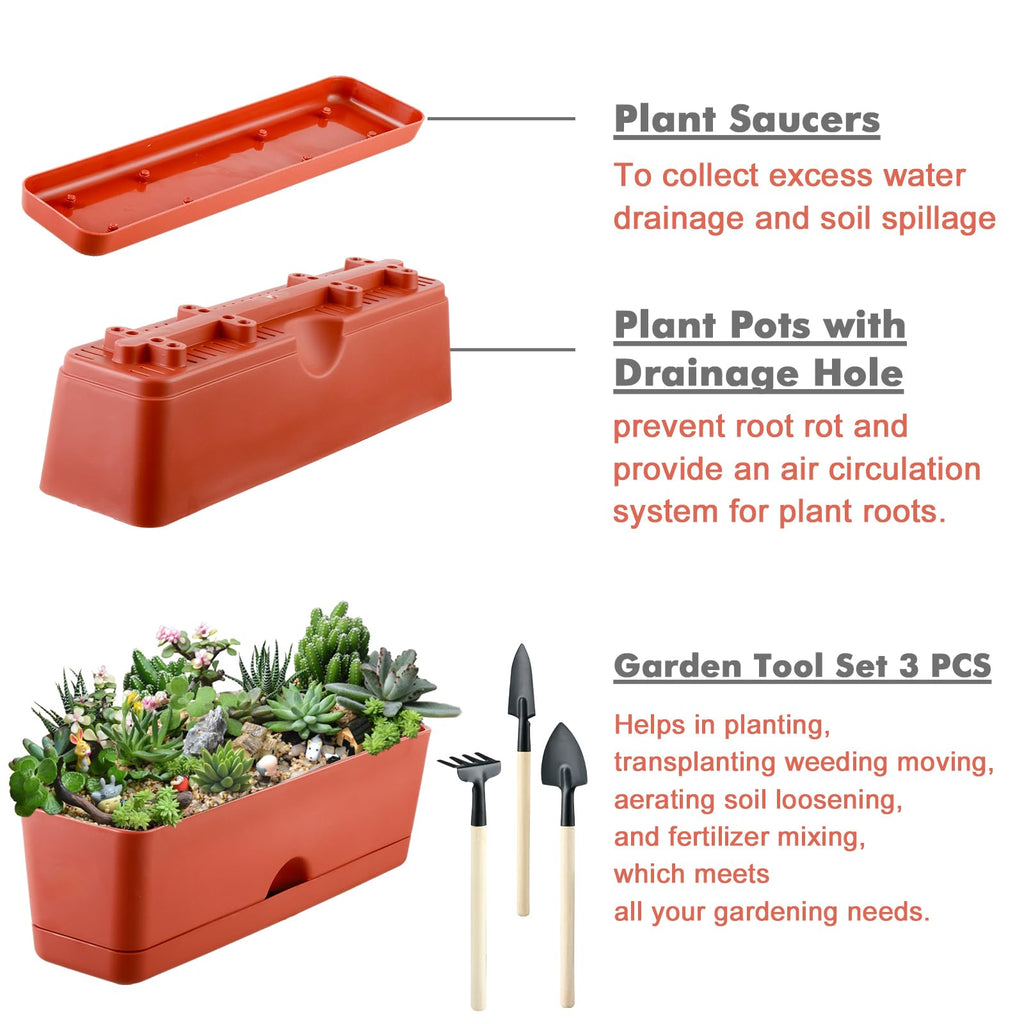 2-Pack Window Boxes Planters 16 Inch Rectangle Plant Box Rectangular Plant Pots for Outdoor and Indoor Plants Plastic