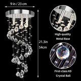 3-Lights Spairal Crystal Chandelier,Modern Raindrop Light Fixture Pendant Ceiling Mount Lamp Lighting Fixtures for LivingRoom, Bedroom, Bathroom D9Ò X H21.3Ó A100-B0BZVN6XR7