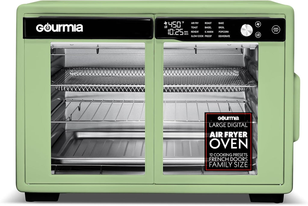French Door Air Fryer Oven - 37 Qt Large Capacity Convection Toaster Oven, FryForce 360°, Digital Di