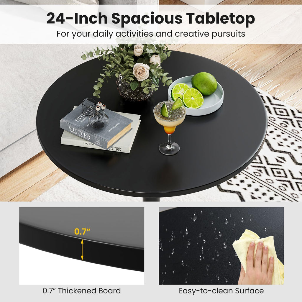 4-Pack 2-in-1 Bar Table with Detachable Pole, Heavy-Duty Metal Base, 24" Round Top, 40"/22" Two Convertible Height