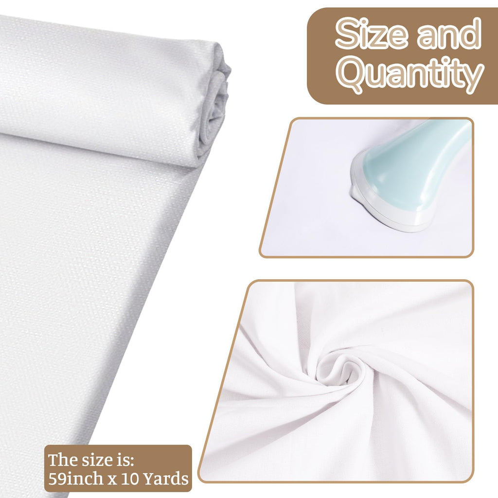 10Yds White Cotton Fabric, Natural Cotton Poplin Fabric by The Yard