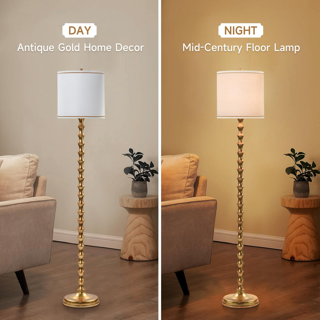 64.5" Gold Floor Lamp, Antique Gold Floor Lamps