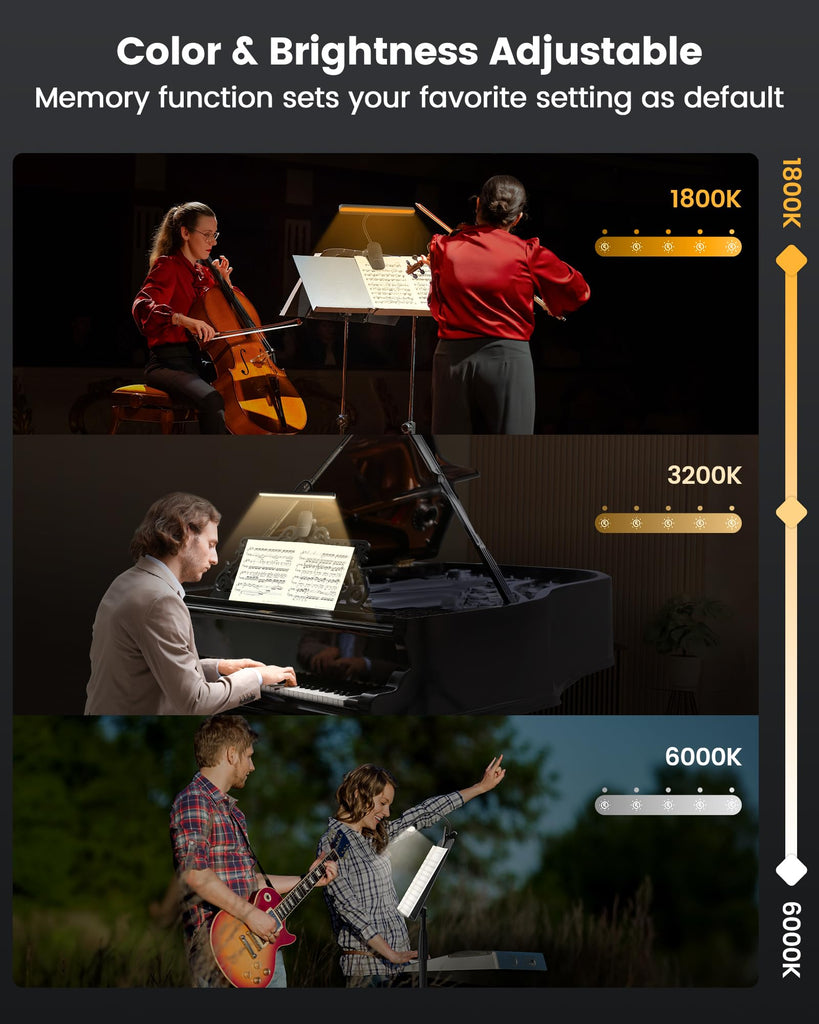 81 LED Music Stand Light, 3 Color & 5 Brightness Piano Lamp