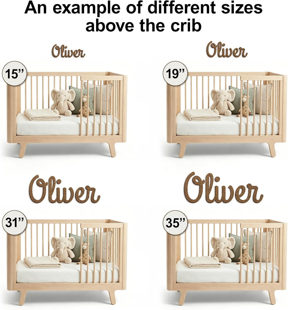 Wood Baby Name Sign, Personalized Nursery Name Wall Decor with 4 Colors 8 Fonts Options, Solid Wood Name Plaque, Kids