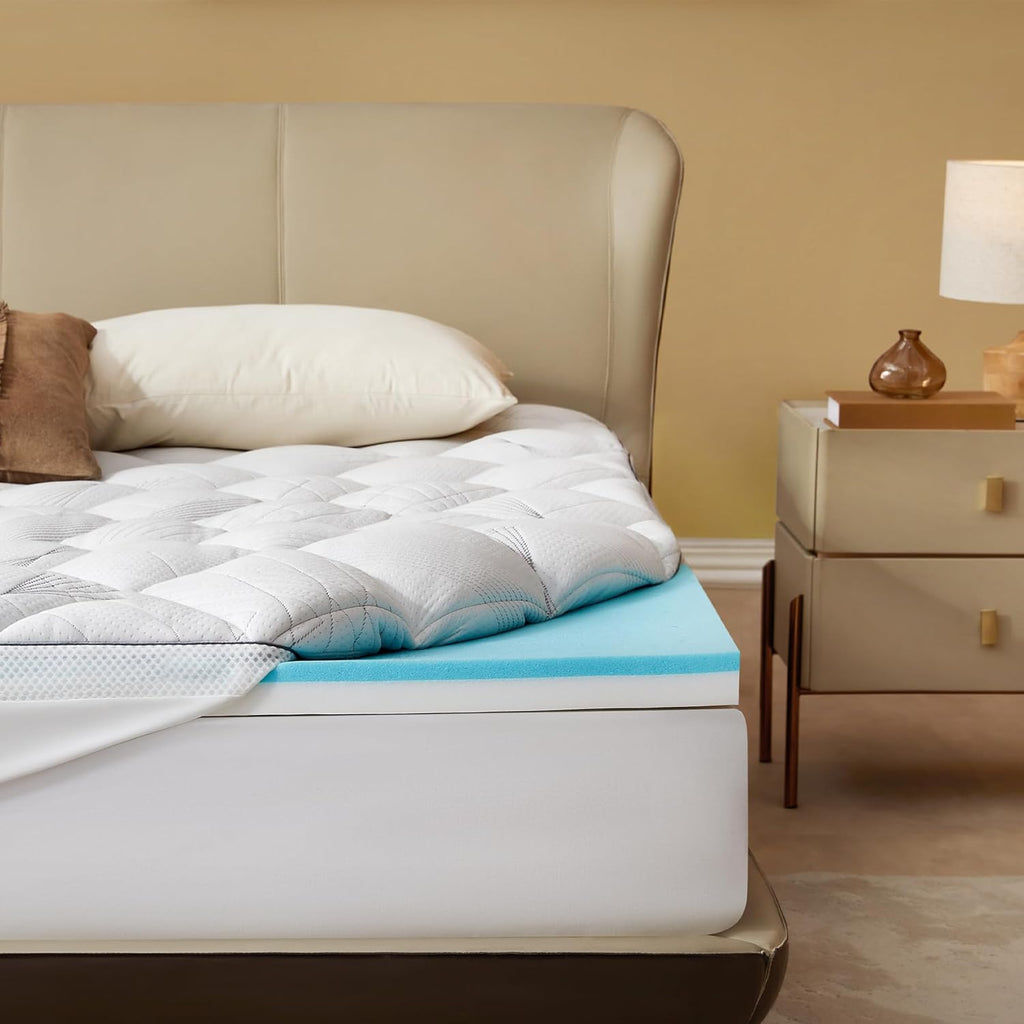 Full Mattress Topper Dual Layer 4-Inch Memory Foam Mattress Topper | Mattress Topper for Back Pain, Dual Layer Medium