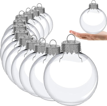 3.15 inch Clear Plastic Ornament Balls, Christmas Balls, DIY Fillable Ornaments, Clear Ornaments for Crafts Fillable - Set of 12