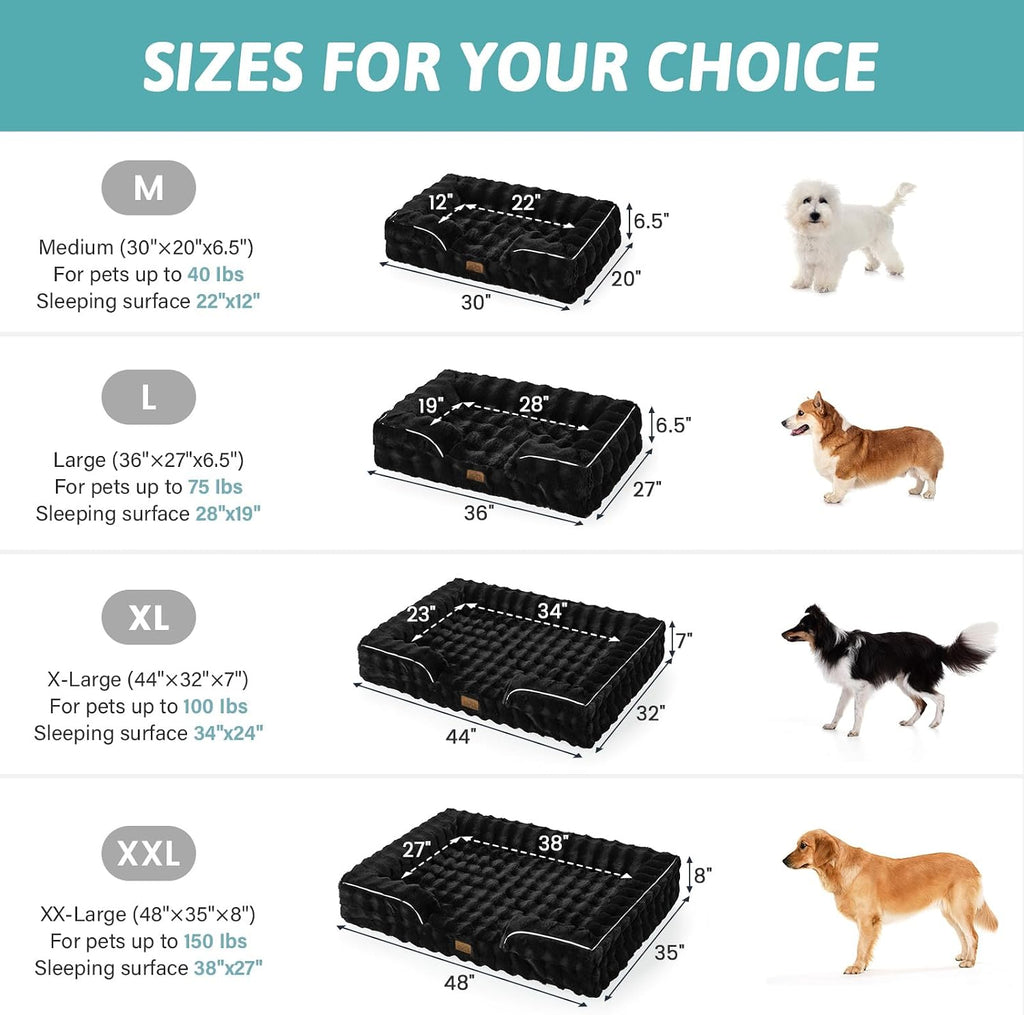Warm Orthopedic Dog Bed for Large Dogs, 36x27 Inch, Black