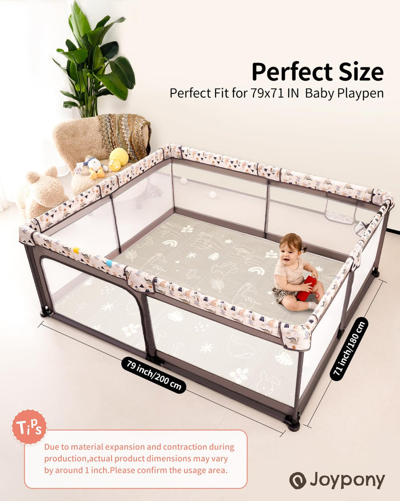 Baby Play Mat 79x 71 Inch, Extra Large Foldable Play Mats for Babies and Toddlers, Waterproof & Anti-Slip Portable