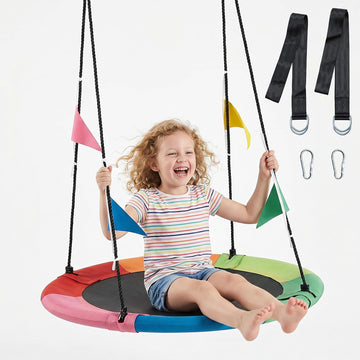 40 Inch Saucer Tree Swing, 440 lbs Cap, Kids Adults, Multicolored
