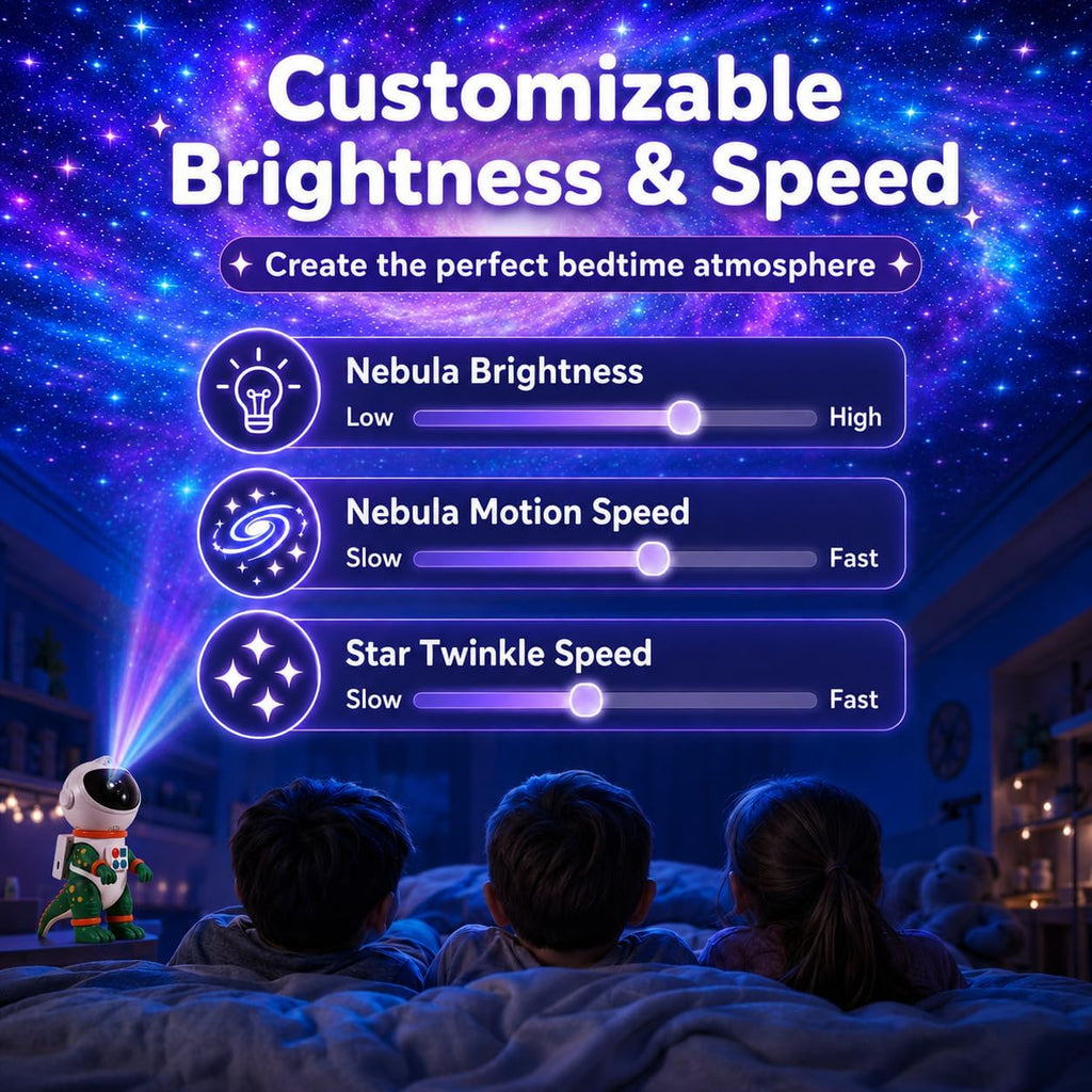 Galaxy Star Projection Night Light, Dinosaur Astronaut Space Projector with Timer, Remote Control, 8 Lighting Modes