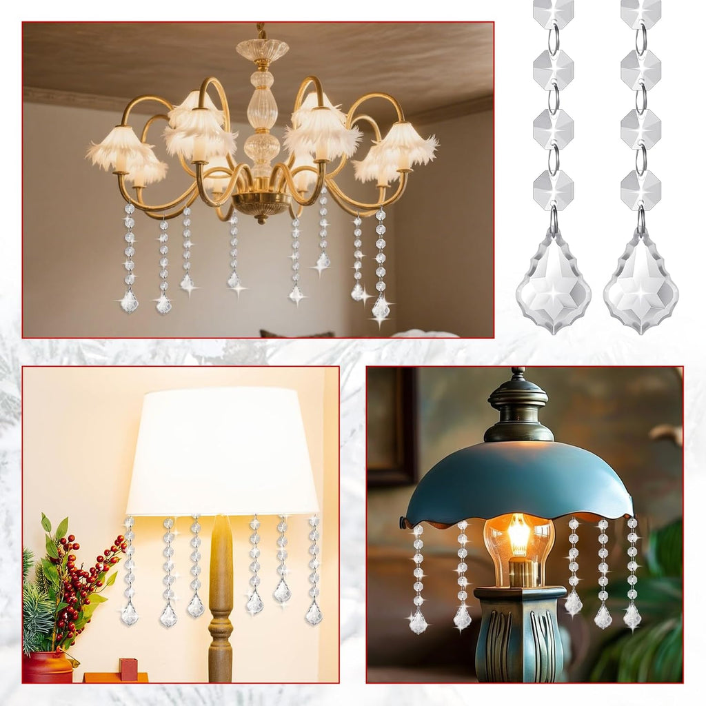 100 Pcs Clear Acrylic Crystal Ornament Beads Hanging Glass Crystals Clear Acrylic Prisms Pendant Ornaments for