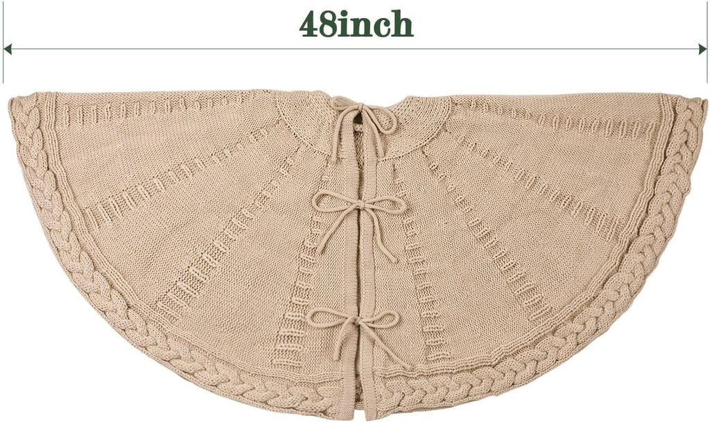 Knit Christmas Tree Skirts, Neutral Tree Skirt, Cozy Christmas Decorations