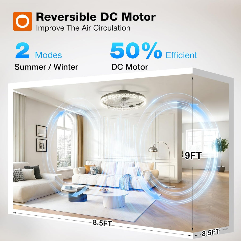 Ceiling Fans with Lights and Remote, 20'' Low Profile Ceiling Fans, 3000-6000K Dimmable Modern Flush Mount LED Fan Light, Fandelier Ceiling Fan for Bedroom, Kitchen, Living Room, Black A101-B0DNFGXWWJ