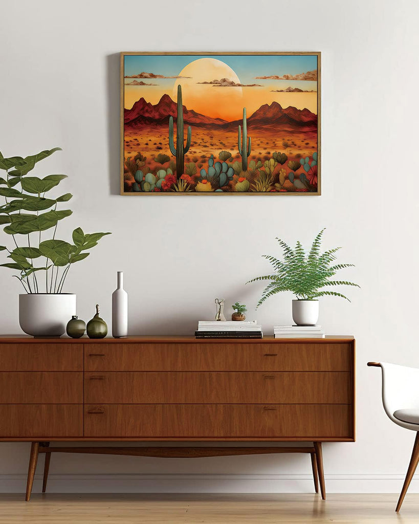 Framed Western Wall Art Desert Sunset Landscape Canvas Prints