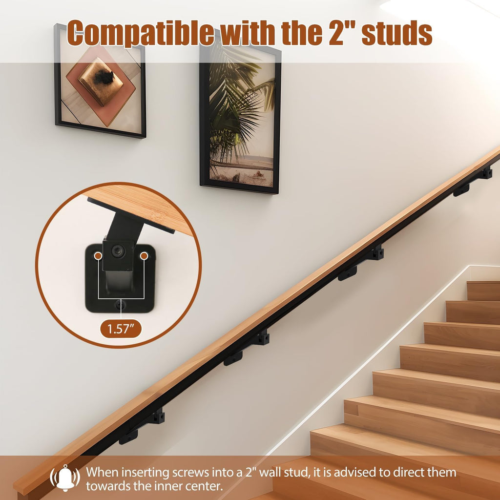 Adjustable Handrail Brackets, 6 Pack Black Swivel Hand Rail Brackets