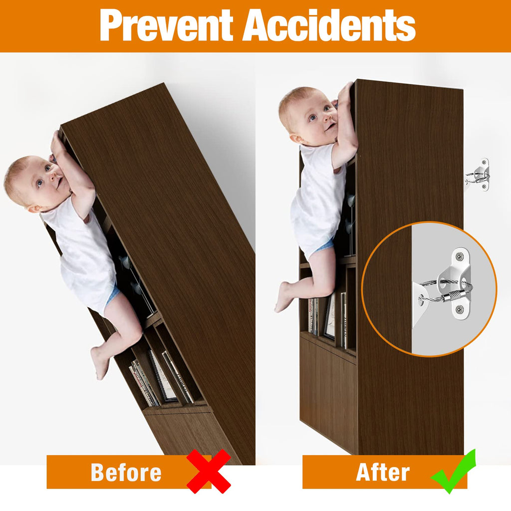 Furniture Anchors 10 Pack, Anti Tip Kit for Baby Proofing