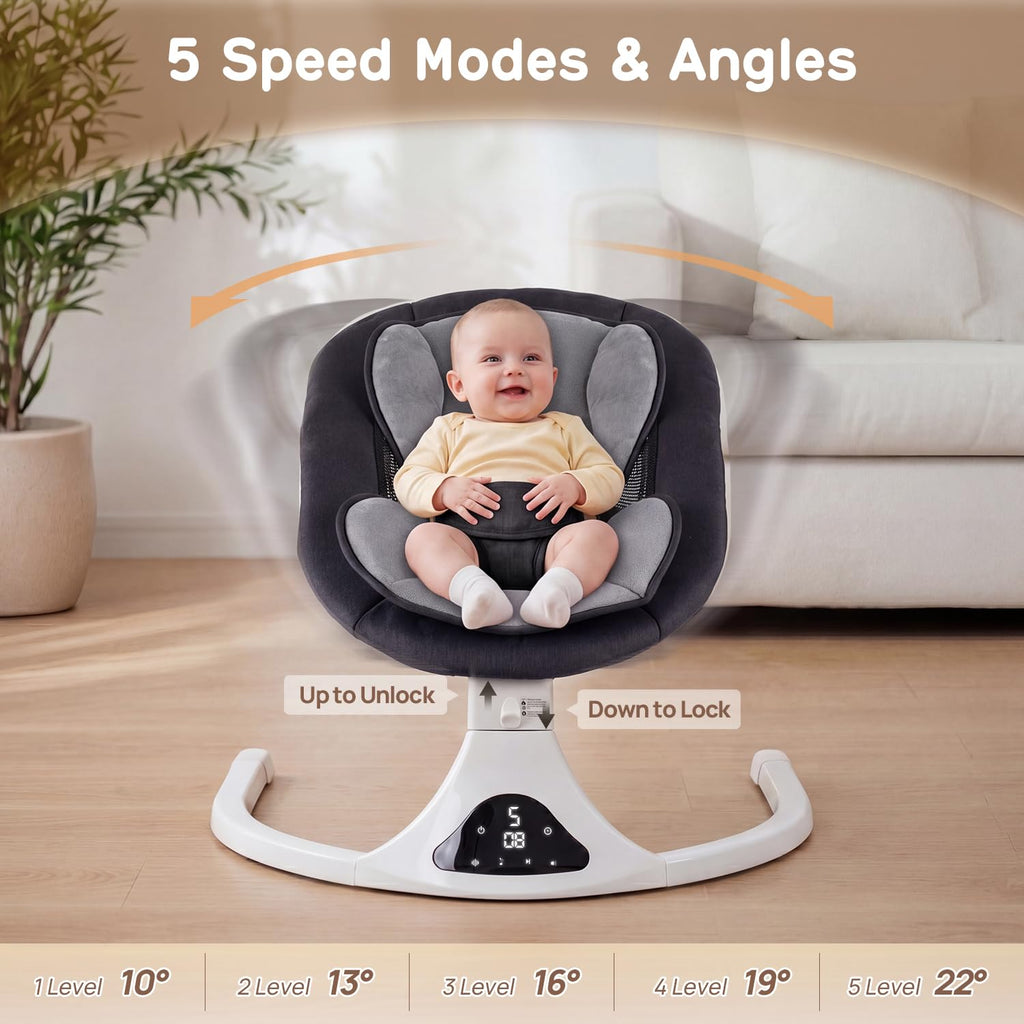 Electric Baby Swing for Infants to Toddler| Portable Infant Swing with Remote Control, Rocker with 5 Speeds, Point