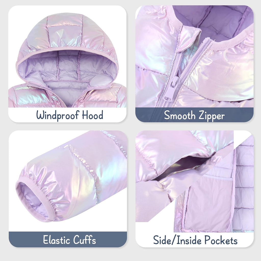 Girls Winter Coat Lightweight Hooded Puffer Jacket