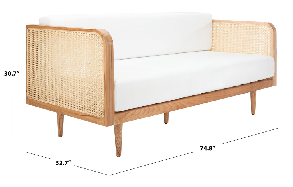 Couture Helena French Mid-Century Natural and Beige Rattan Daybed