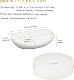 MEJE 22 X 16 inch LUXURY GOLD rim Oval Vessel, Above Counter Bathroom Sink, Porcelain Ceramic Vessel Vanity Sink