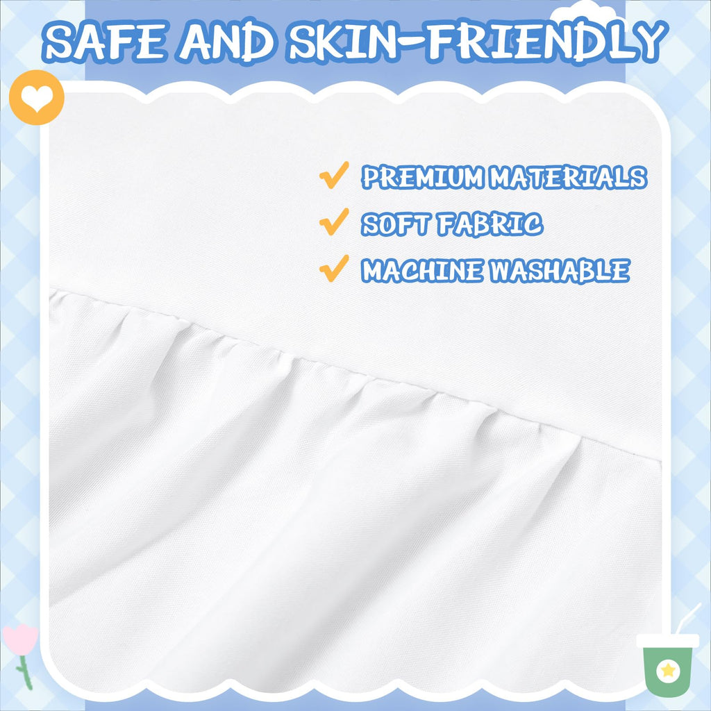 White Crib Skirt for Baby Girls Boys, 100% Washed Cotton Bed Skirt
