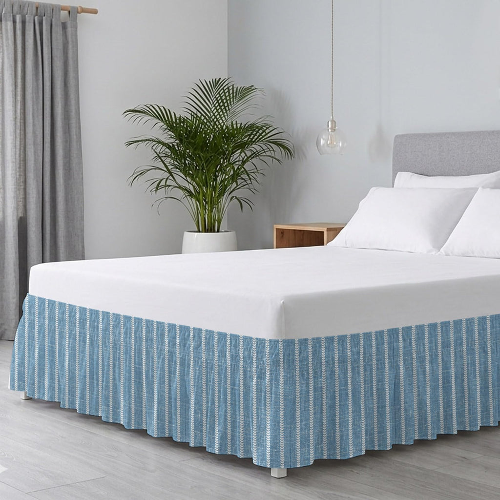 Blue Striped Bed Skirt Size Bed Skirting 18 Inch Drop Adjustable Elastic Dust Ruffles Wrap Around Bedskirt