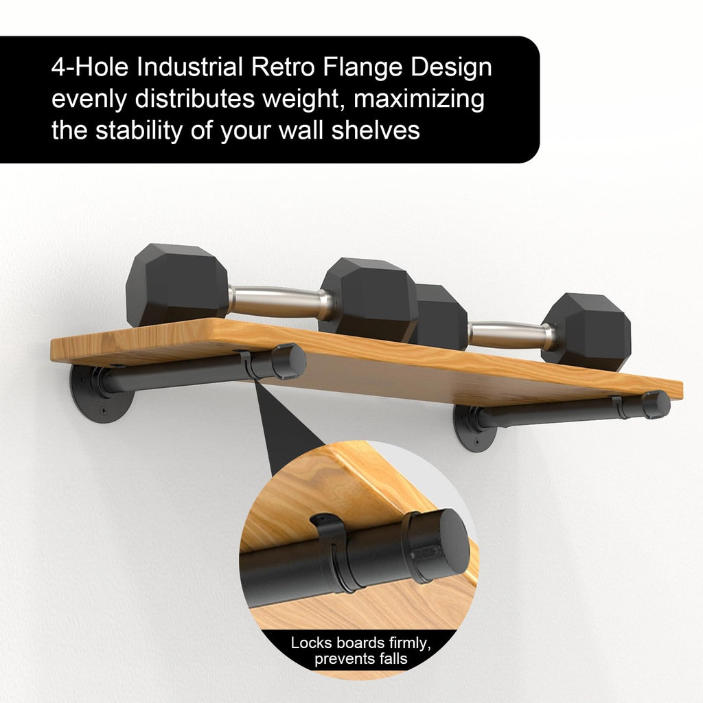1/2" Industrial Pipe Shelf Brackets, Wall Mount Floating Rack