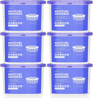 Moisture Absorber Boxes 6 Pack, 10 Oz Dehumidifier for Closet & Bathroom, Humidity Absorber for Wardrobe, Bedroom