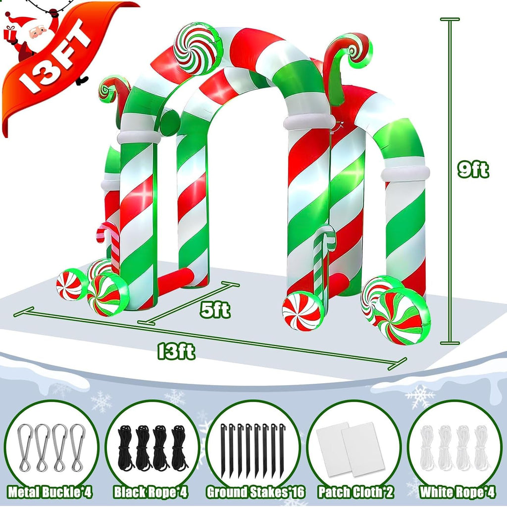 13FT Christmas Inflatables Arch, Giant Xmas Candy Arch Inflatable