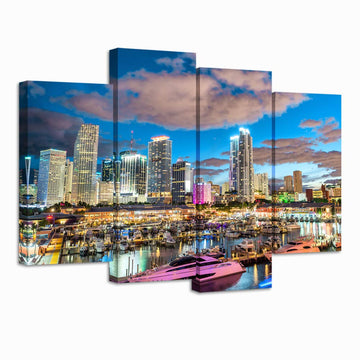 Miami City Skyline Wall Florida Cityscape Decor