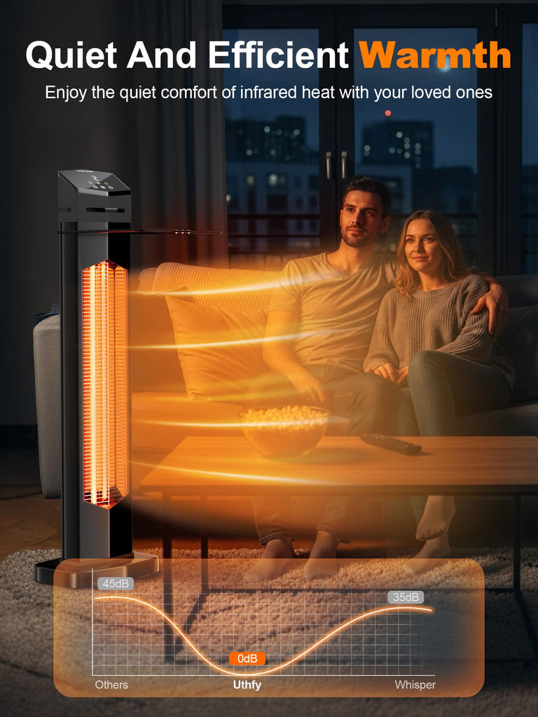 37" Outdoor Heaters , Electric Patio Heater with Remote, 12H Timer, IPX5 Waterproof, Tip-Over & Overheat Protection