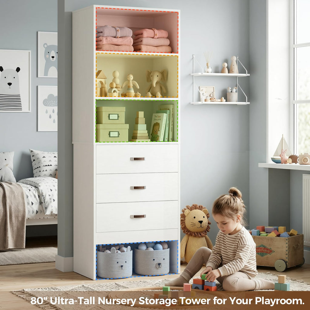 Freestanding 1.8FT Closet System with Leather Handles for Small Space White