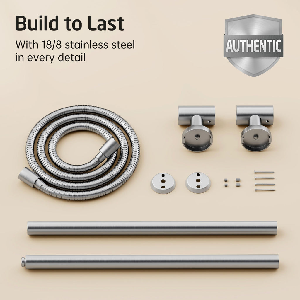 18/8 Stainless Steel Shower Slide Bar 30-Inch with Adjustable Handheld Shower Head and 59-Inch Hose, 5-Function Hand