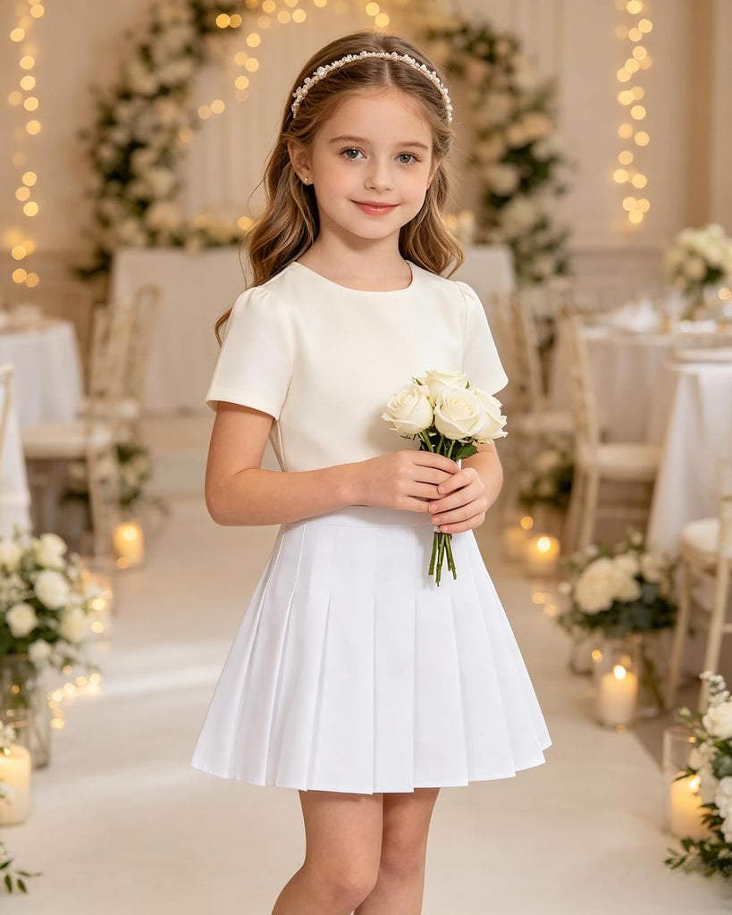 Pleated Skirt with Skorts Kids Athletic Tennis Skirts School Uniform