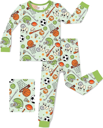 Bamboo Viscose Toddler Kids Pajamas Set, Long Sleeve Boys