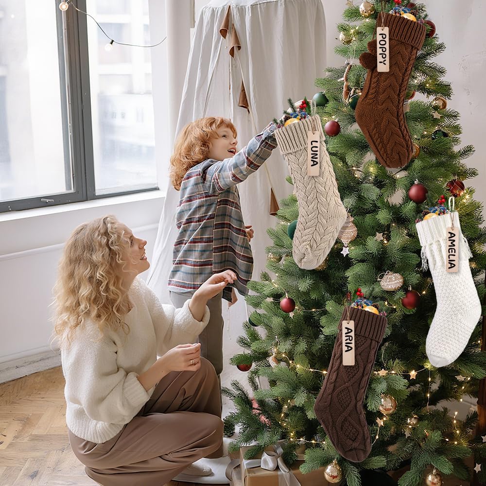 In Christmas Knit Hanging Stocking Xmas Home Decoration - Set of 4